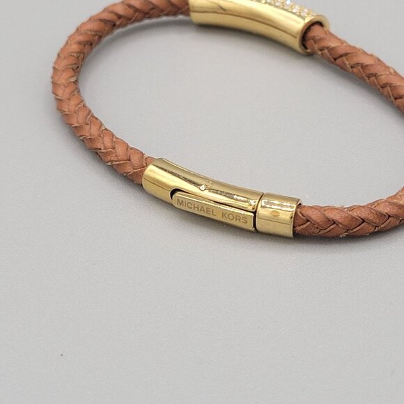 Michael Kors Braided Cord Clasp Bracelet With Pave Set Crystal Accent Signed - Picture 6 of 7